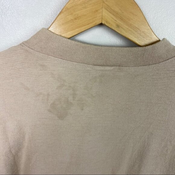 Vintage Tan Beige Short Sleeve Henley Shirt Maui Cotton Size Large Made in USA L - Picture 8 of 8
